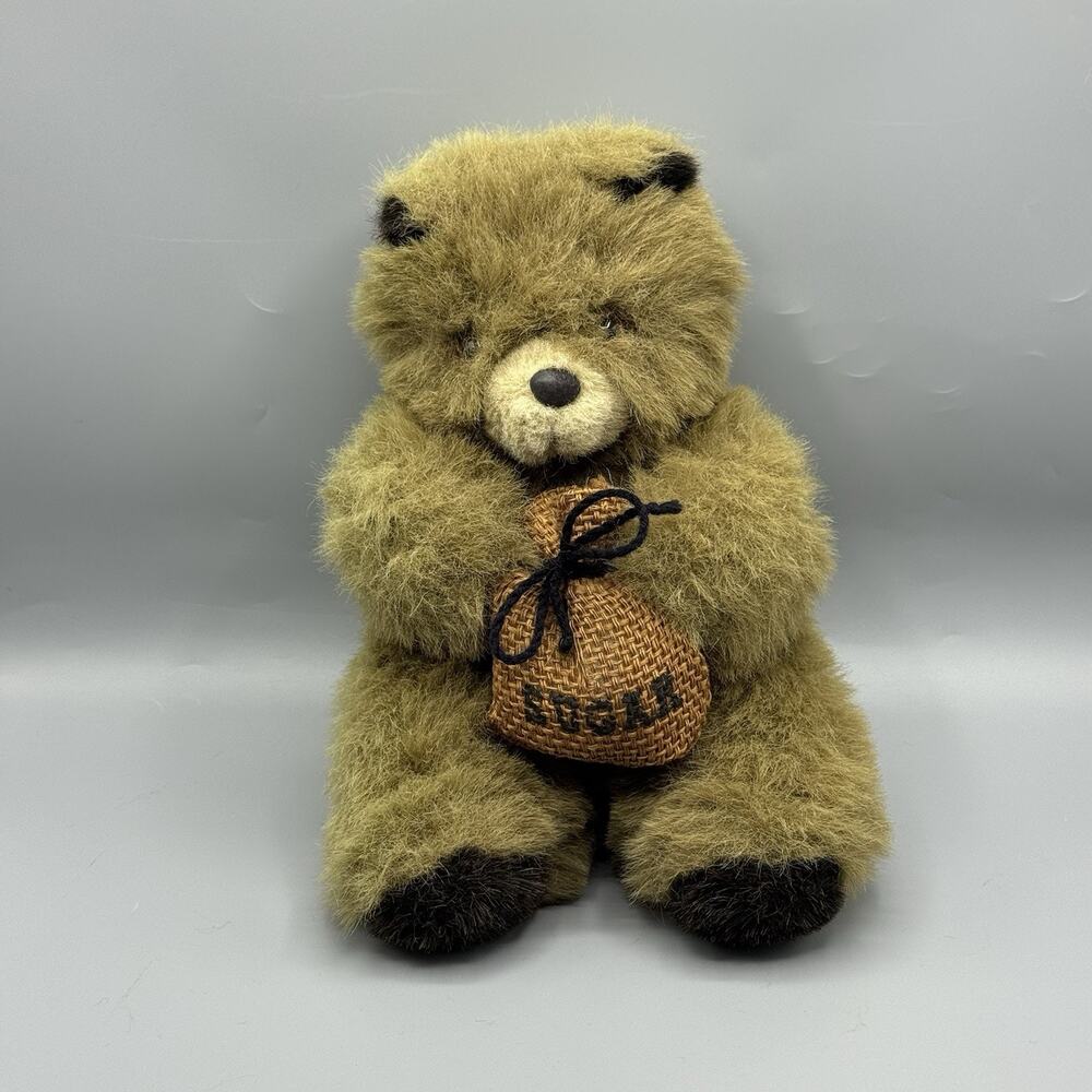 Vintage ACE Novelty 1994 Teddy Bear Plush Sugar Sack Korea Brown Stuffed Animal
